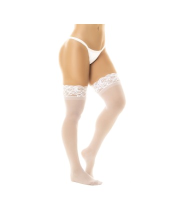Bas en nylon sexy blanc autofixant  
