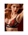Ensemble sexy 2 pièces en résille transparente brodée et string 