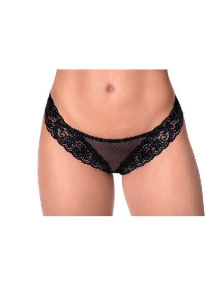 String dentelle et fine résille noire 