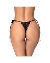 String sexy noir en dentelle ajourée avec liens réglables 