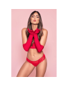 Culotte rouge ouverte en dentelle 
