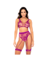 Ensemble deux pièces en résille à motif floral, couleur orchidée - Mapalé