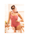 Combishort en dentelle transparente couleur cerise 