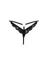 String noir en dentelle avec bijou cœur doré
