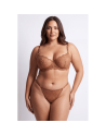 String taupe en dentelle avec bijou cœur doré