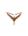 String taupe en dentelle avec bijou cœur doré