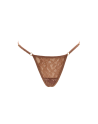 String taupe en dentelle avec bijou cœur doré