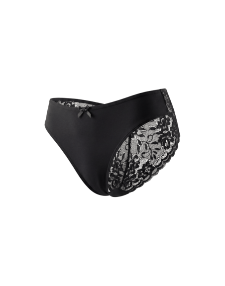 Culotte noire en dentelle avec nœud en satin