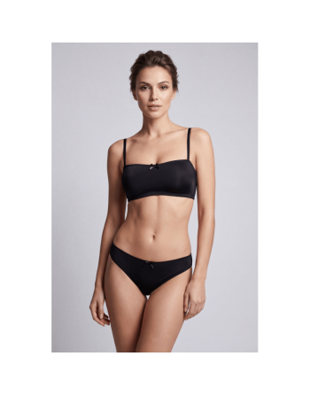 Culotte noire en dentelle avec nœud en satin