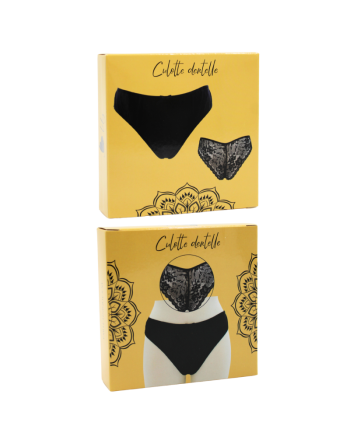Culotte noire en dentelle avec nœud en satin