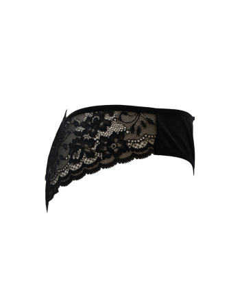 Culotte noire en dentelle avec nœud en satin