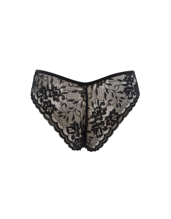 Culotte noire en dentelle avec nœud en satin