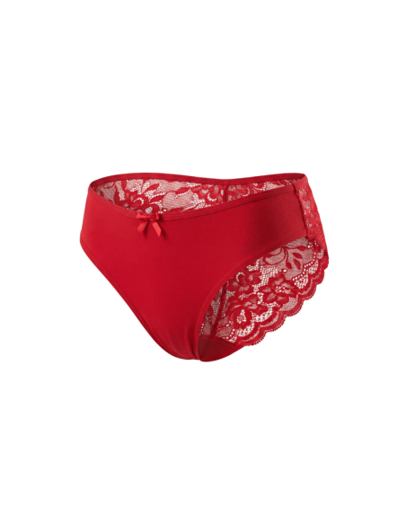 Culotte rouge en dentelle avec nœud en satin