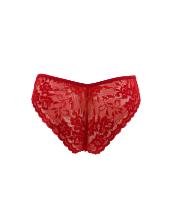 Culotte rouge en dentelle avec nœud en satin