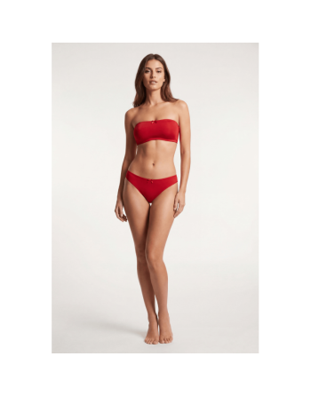 Culotte rouge en dentelle avec nœud en satin