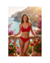 Culotte rouge en dentelle avec nœud en satin