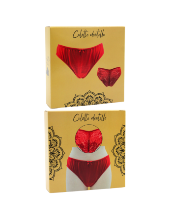 Culotte rouge en dentelle avec nœud en satin