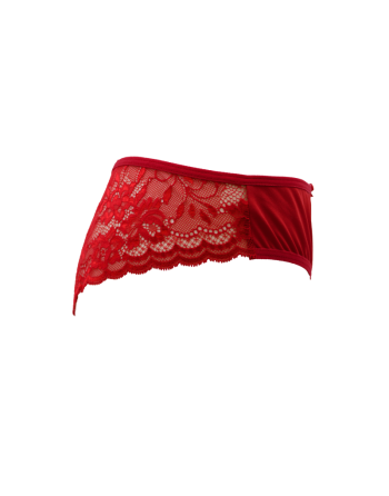 Culotte rouge en dentelle avec nœud en satin