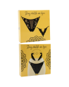Tanga noir en dentelle avec bijou losanges dorés