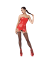 F368 Bombshell Corset porte jarretelles rouge féroce