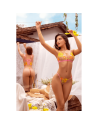 Ensemble lingerie rose et jaune en maille transparente brodée – Mapalé