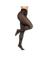 Collant résille noire transparent imprimé 