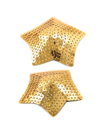 Paire de cache tétons adhésifs étoile pailletée sequin doré 