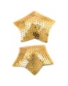 Paire de cache tétons adhésifs étoile pailletée sequin doré 