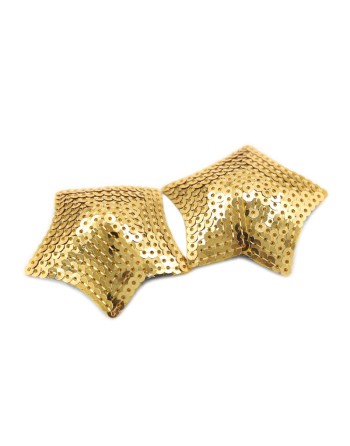 Paire de cache tétons adhésifs étoile pailletée sequin doré 