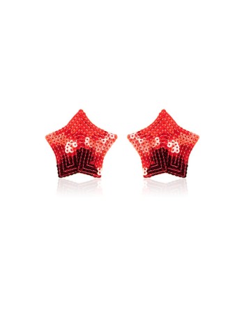 Paire de cache tétons adhésifs étoile pailletée sequin rouge 
