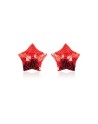 Paire de cache tétons adhésifs étoile pailletée sequin rouge 