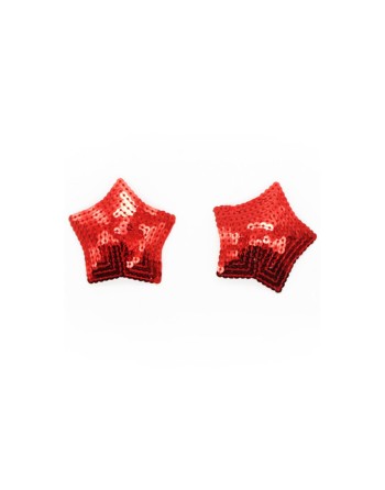 Paire de cache tétons adhésifs étoile pailletée sequin rouge 