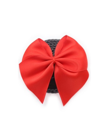 Paire de cache tétons adhésifs noir avec nœud papillon rouge 