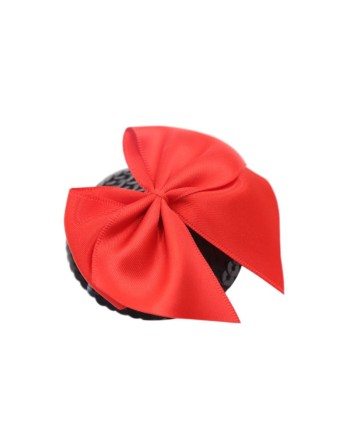 Paire de cache tétons adhésifs noir avec nœud papillon rouge 