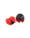 Paire de cache tétons adhésifs noir avec nœud papillon rouge 