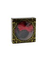 Paire de cache tétons adhésifs noir avec nœud papillon rouge 