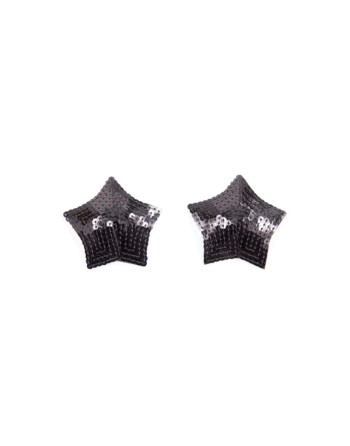 Paire de cache tétons adhésifs étoile pailletée sequin noir 