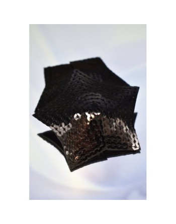 Paire de cache tétons adhésifs étoile pailletée sequin noir 