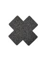 Paire de cache tétons adhésifs croix pailletée noir 