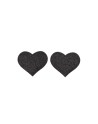 Paire de cache tétons adhésifs coeur pailleté noir