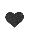 Paire de cache tétons adhésifs coeur pailleté noir