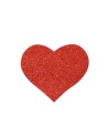 Paire de cache tétons adhésifs coeur pailleté rouge 