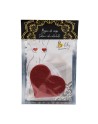 Paire de cache tétons adhésifs coeur pailleté rouge 