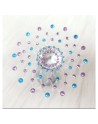 Paire de cache tétons adhésifs strass bleu et violet 