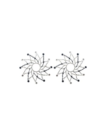 Paire de cache tétons adhésifs strass noir et blanc 