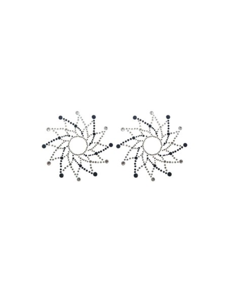 Paire de cache tétons adhésifs strass noir et blanc 
