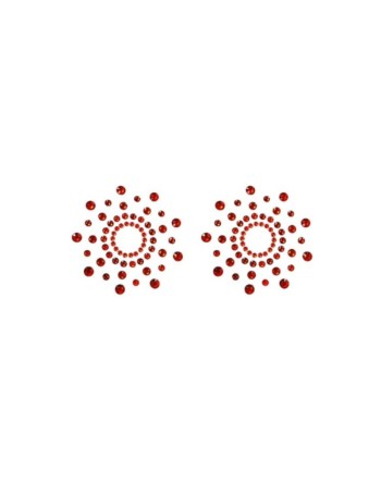 Paire de cache tétons adhésifs strass rouge 