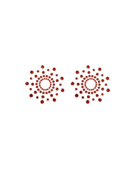 Paire de cache tétons adhésifs strass rouge 