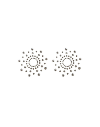 Paire de cache tétons adhésifs strass blanc 