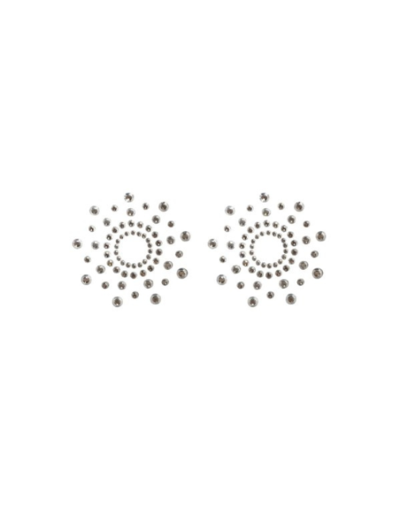 Paire de cache tétons adhésifs strass blanc 